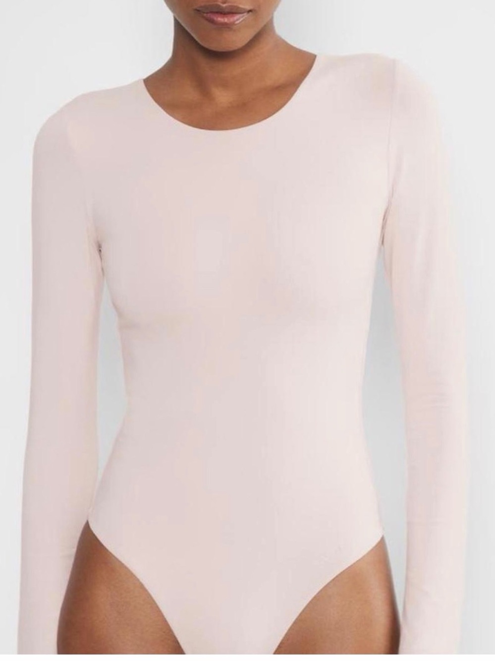 Express Long-Sleeve Scoop Neck Bodysuit - Blush